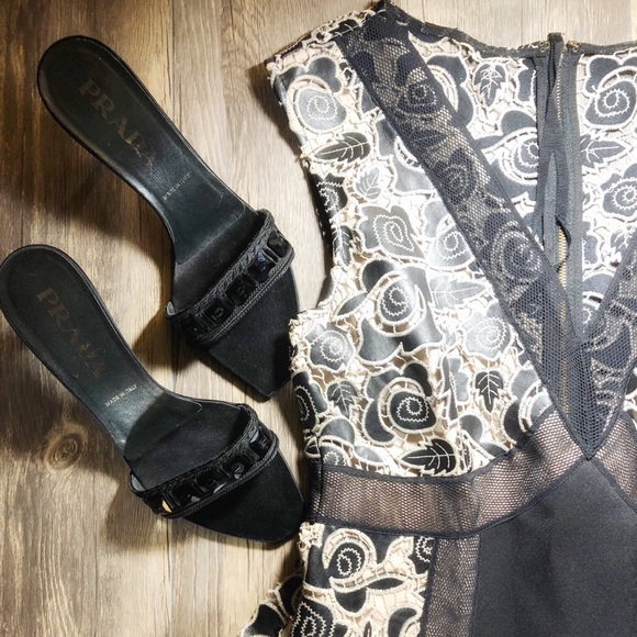 NEW Tracy Reese Black Lace Flared Inset Dress - Picture 5 of 8